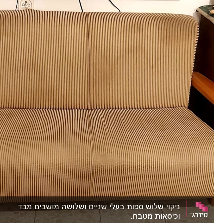 ספה עם ריפוד פסים חום בהיר